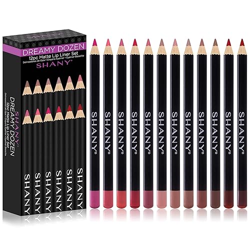 SHANY Dreamy Dozen Matte Lip Liner Set Vegan - Long-Lasting Professional Velvet Cruelty-Free Lipstick Pencils Pens in Varying Shades - Pack of 12 Beauty & Personal Care SHANY