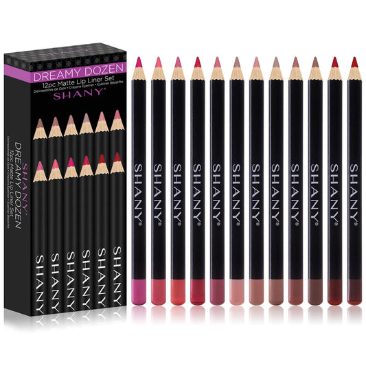 SHANY Dreamy Dozen Matte Lip Liner Set Vegan - Long-Lasting Professional Velvet Cruelty-Free Lipstick Pencils Pens in Varying Shades - Pack of 12 Beauty & Personal Care SHANY