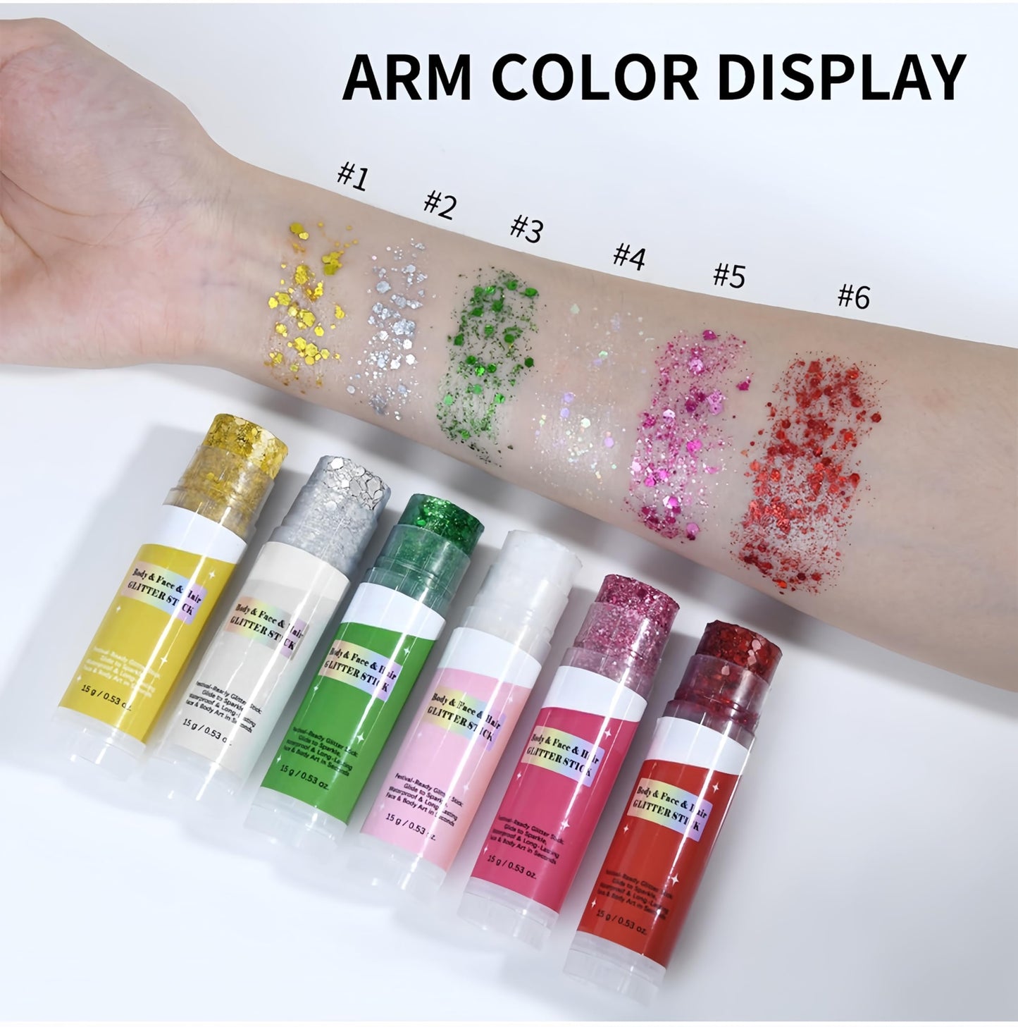 MAEPEOR Body Glitter Stick 6 Colors Holographic Mermaid Sequins Chunky Face Glitter Stick Singer Concerts or Music Festival Rave Body Makeup (Color Beauty & Personal Care MAEPEOR