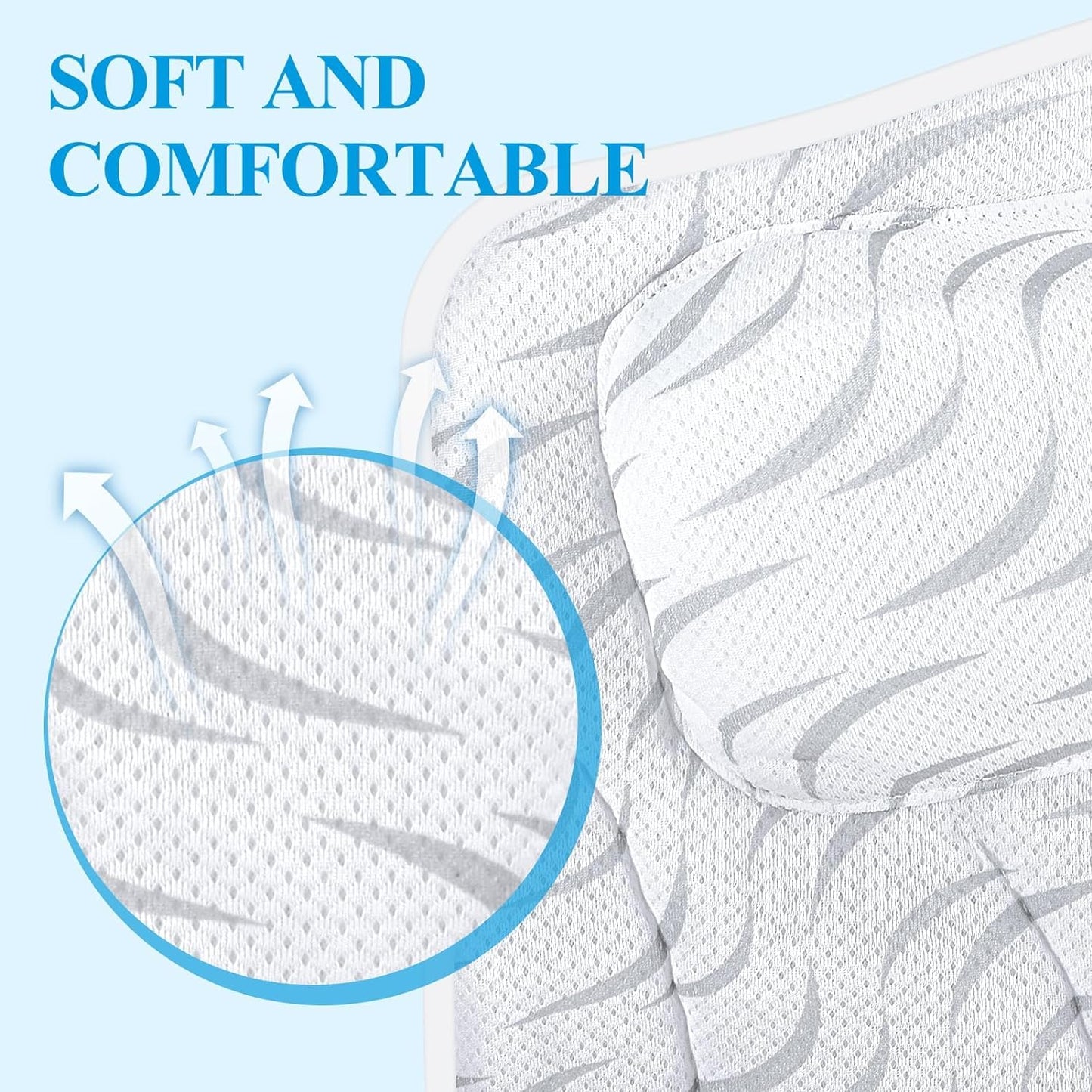 Bath Pillow Bathtub Pillow Headrest Relaxing Bath Accessories Soft Bathtub Cushion for Support Head, Back, Shoulder and Neck, White(Gray Stripes) Beauty and Personal Care RYGVPR