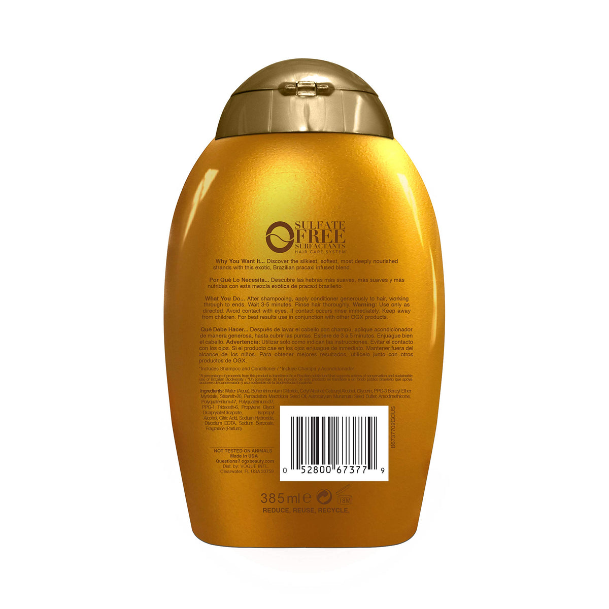 OGX Deeply Restoring + Pracaxi Recovery Oil AntiFrizz Conditioner with Murumuru Butter to Intensely Hydrate Curly Wavy Hair SulfateFree Surfactants
