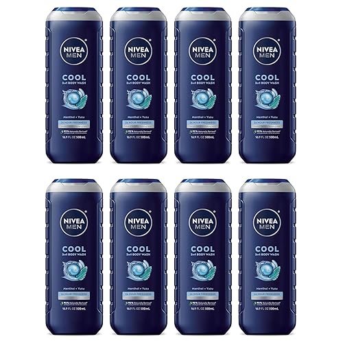 NIVEA FOR MEN Body Wash Cool 16.90 oz (Pack of 8) Beauty & Personal Care NIVEA MEN
