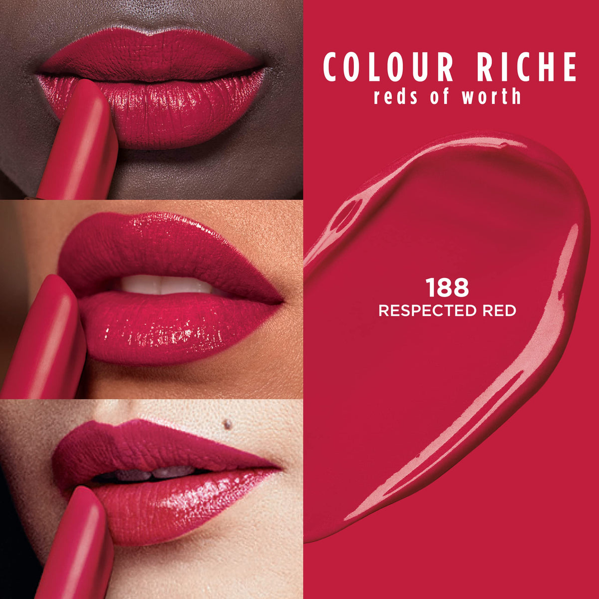 L'Oreal Paris Colour Riche Red Lipstick, Long Lasting, Satin Finish Smudge Proof Lipstick with Hydrating Argan Oil & Vitamin E, Reds of Worth Beauty & Personal Care L'Oreal Paris