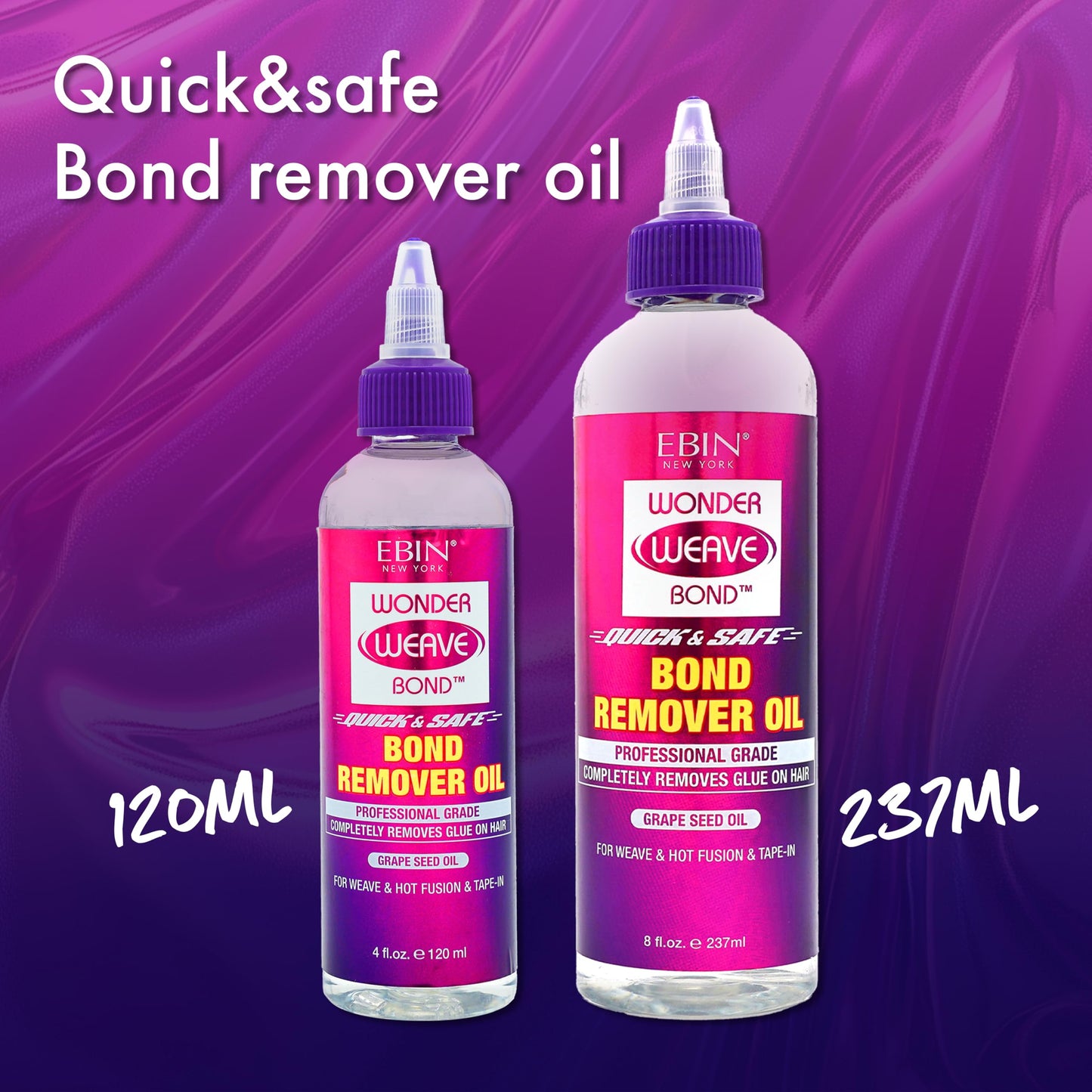 EBIN NEW YORK Wonder Weave Bond Remover Oil 8 Fl Oz - Grape Seed Oil Formula for Hair Glue, Tape-In, and Hot Infusion Extension Removal Beauty & Personal Care EBIN NEW YORK
