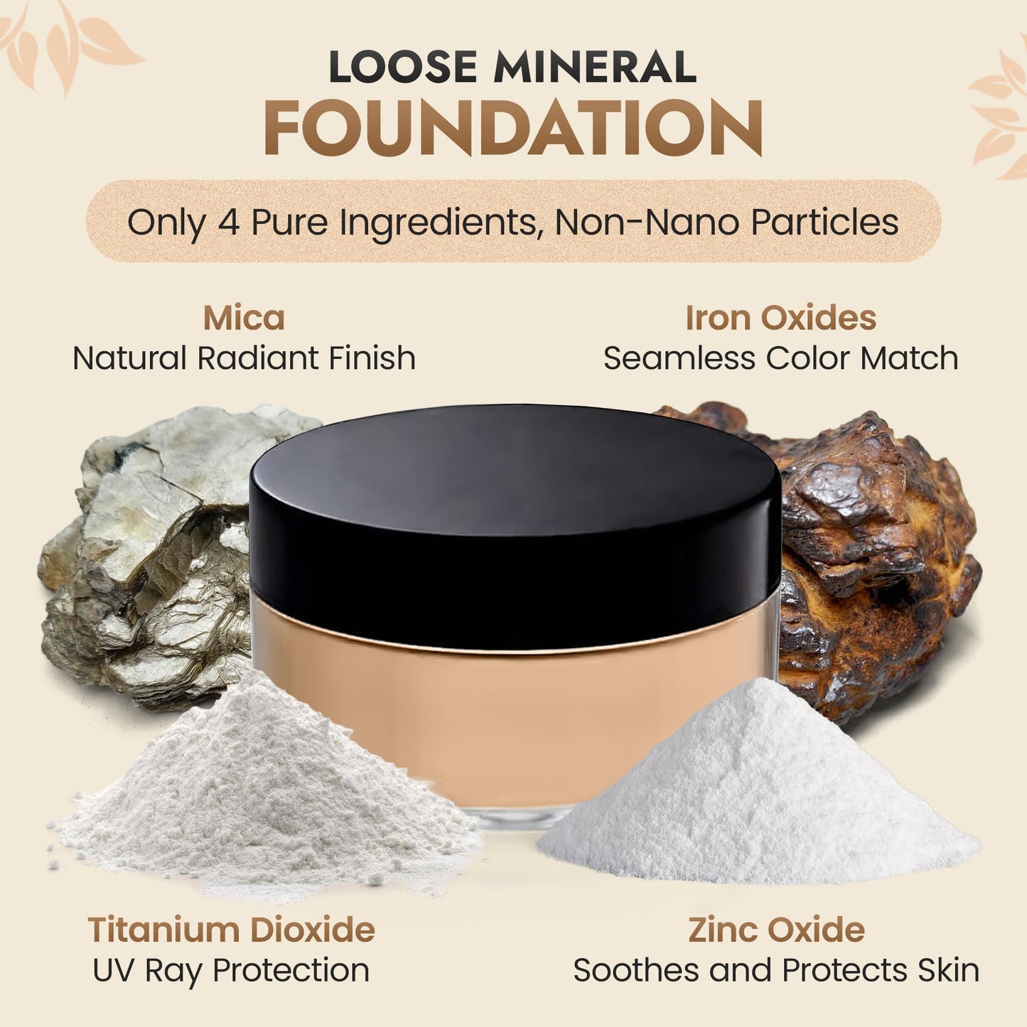 BaeBlu InstaFame Loose Powder Foundation, Create - Full Coverage Matte Natural Mineral Foundation for Sensitive & Acne-Prone Skin - Non-Nano Zinc Beauty & Personal Care BaeBlu