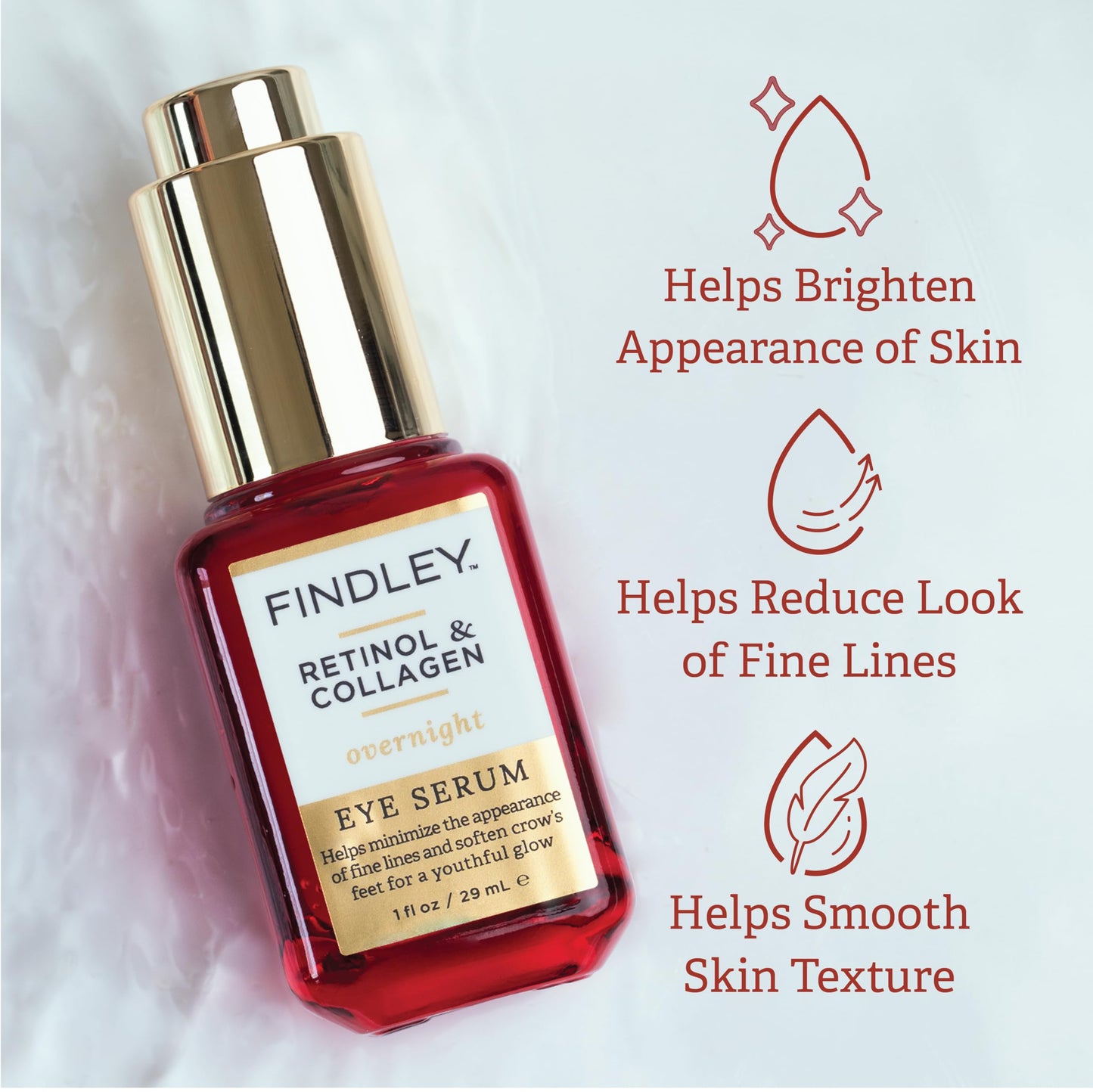 Findley Retinol & Collagen Overnight Eye Serum | Minimize Fine Lines & Soften Crow's Feet | Youthful Glow (1 Fl Oz) Beauty & Personal Care Findley