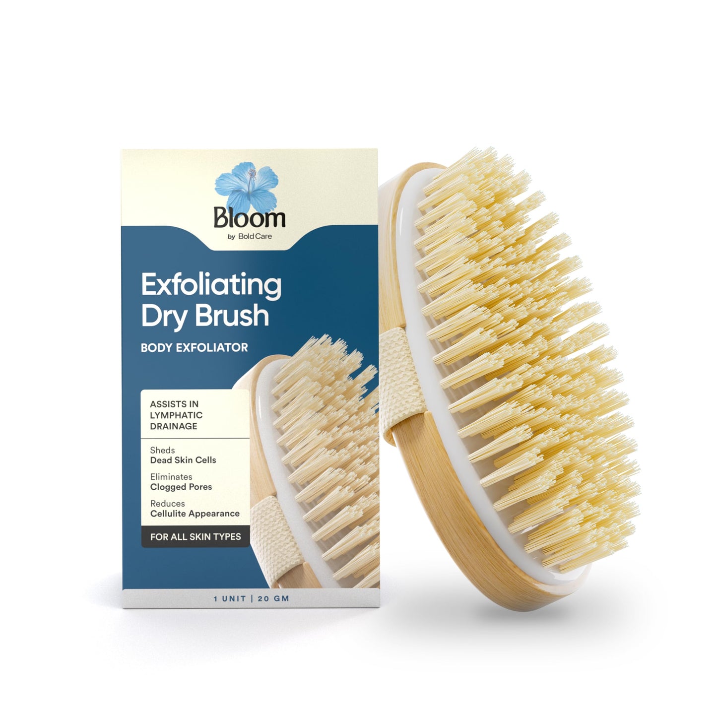 Bloom by Boldcare Exfoliating Oval Dry Bath Brush for Lymphatic Drainage & Cellulite Appearance Sheds Dead Skin Cells & Prevents Ingrown Hair Wooden Beauty and Personal Care Bloom by Boldcare