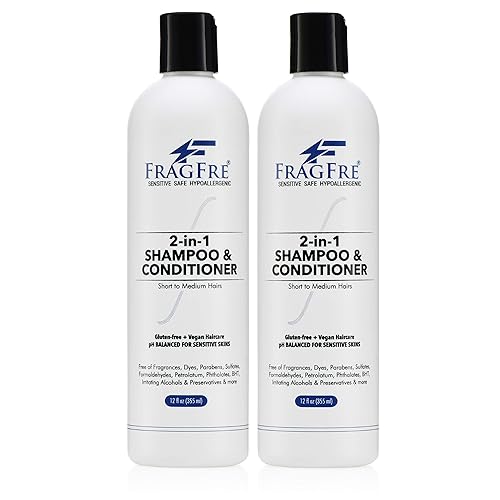 FRAGFRE 2 in 1 Shampoo and Conditioner 12 oz (2-Pack Gift Set) - Fragrance Free Conditioning Shampoo for Short to Medium Hairs - Color Safe - Sulfate Beauty & Personal Care FRAGFRE