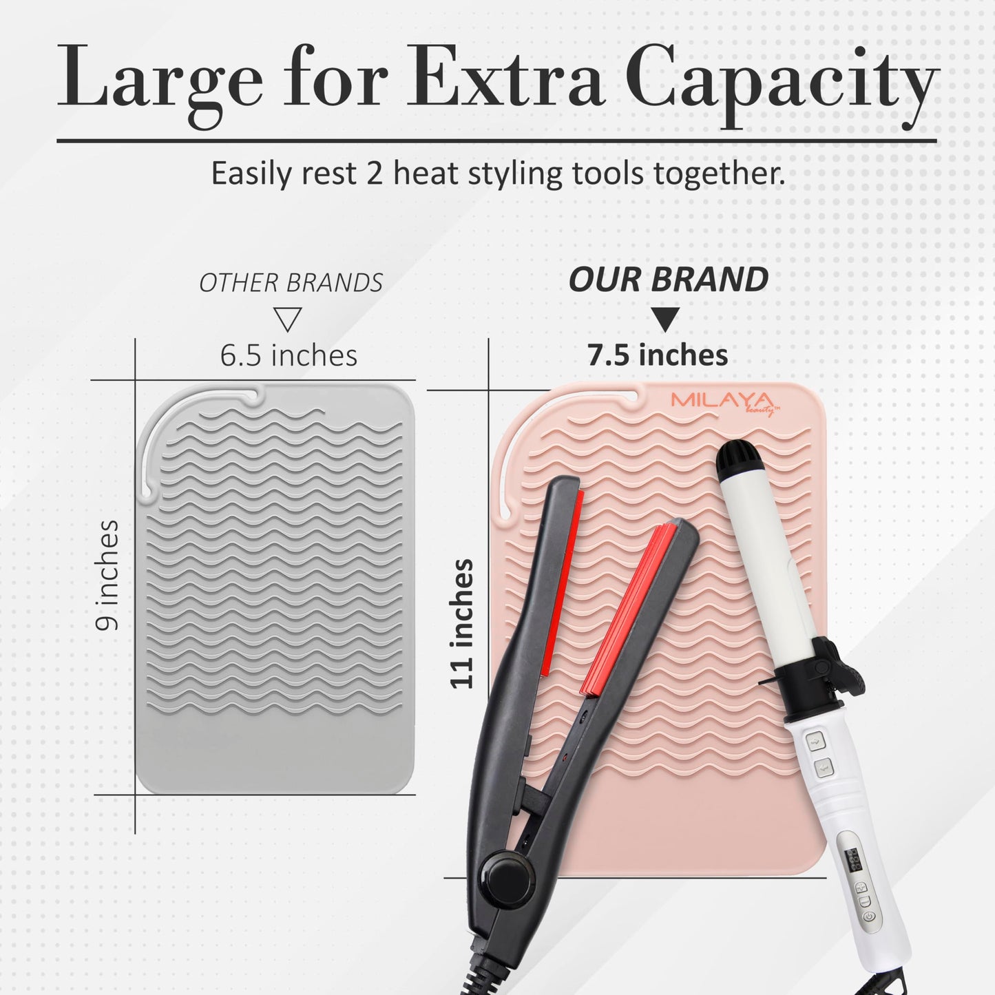 Milaya Beauty Vanity Accessories - Heat Resistant Mat - Silicone Flat Iron & Curling Iron Holder, Non-Slip Vanity Mat & Hot Tool Mat for Home, Salon Beauty & Personal Care Milaya Beauty