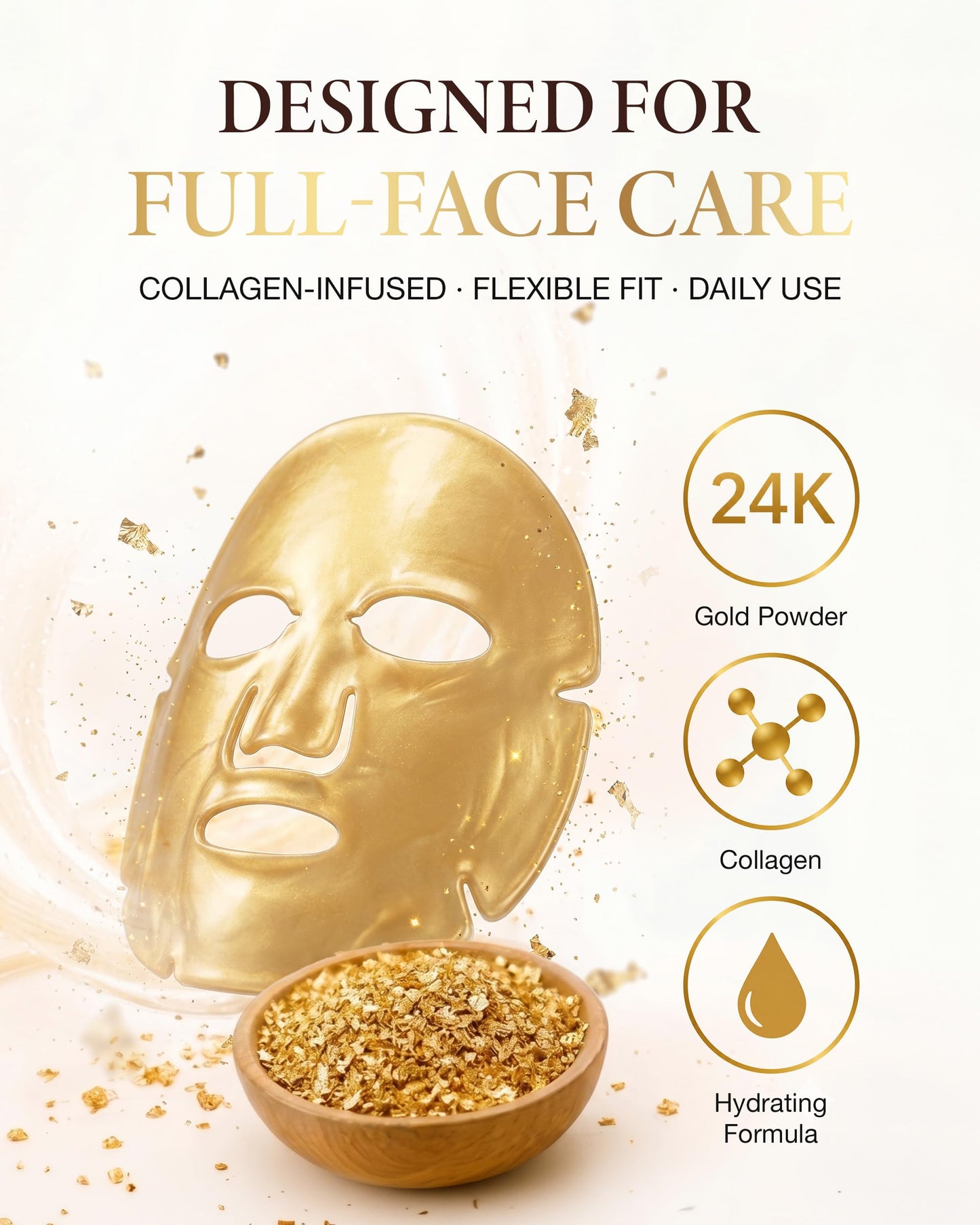 AICHUN BEAUTY 24K Gold Face Mask - Collagen Gel Face Mask Sheet Patch to Reduce the Look of Fine Lines & Wrinkles - Hydrating Face Gel Mask for All Beauty & Personal Care AICHUN BEAUTY