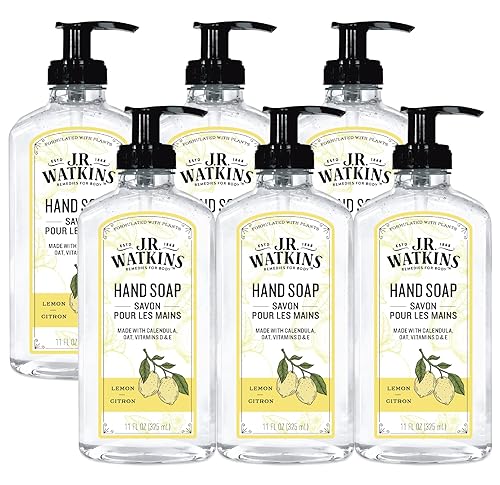 J.R. Watkins Gel Hand Soap, Scented Liquid Hand Wash for Bathroom or Kitchen, USA Made and Cruelty Free, 11 fl oz, Lemon, 6 Pack Beauty & Personal Care J.R. Watkins