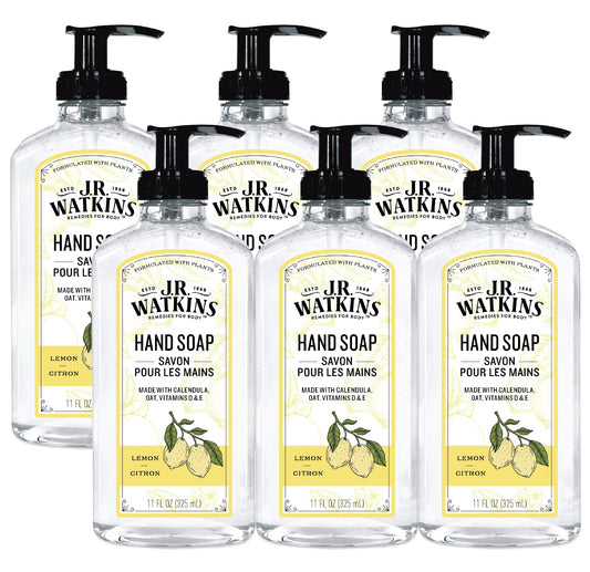 J.R. Watkins Gel Hand Soap, Scented Liquid Hand Wash for Bathroom or Kitchen, USA Made and Cruelty Free, 11 fl oz, Lemon, 6 Pack Beauty & Personal Care J.R. Watkins