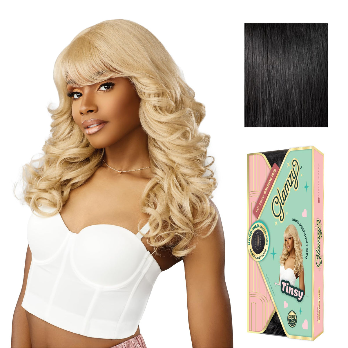 Sensationnel Glamzy Lace Crown Wig-Tinsy, 1 JETBLACK