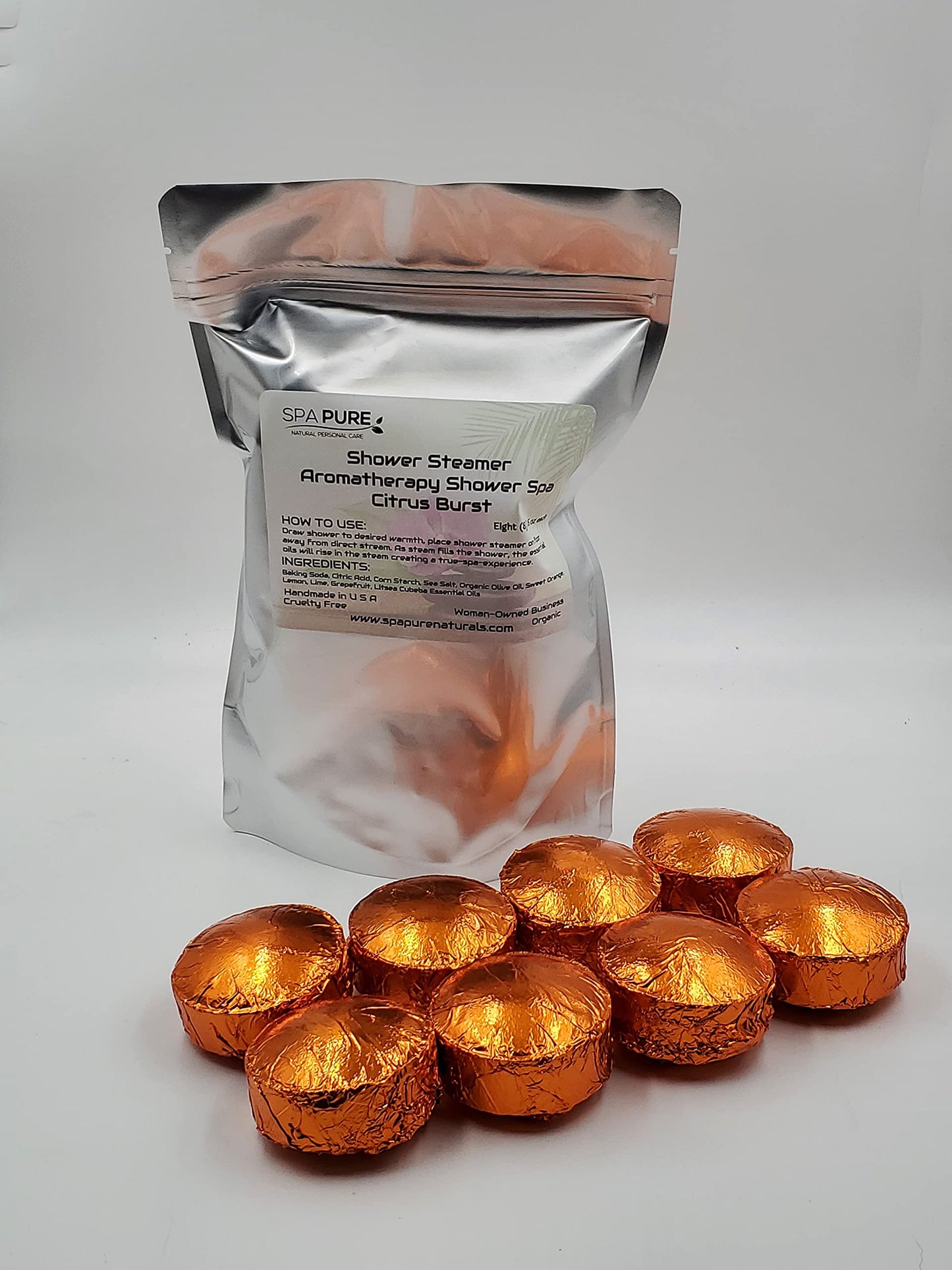 Citrus Burst Aromatherapy Shower Bombs: Tablets, Steamers, 100% Natural/Organic Essential Oils (8 Count) Pack of 1 Beauty and Personal Care Spa Girl/Spa Pure