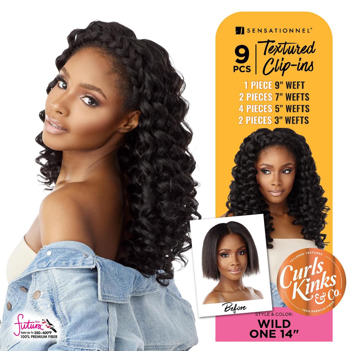 Sensationnel Curls Kinksandco Clip in-Wide One 14 Inch,4 MEDBROWN