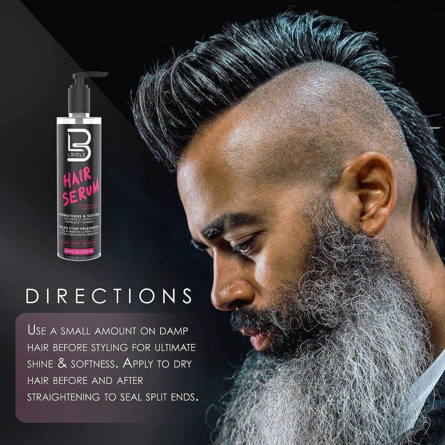 L3 Level 3 Hair Serum - Repairs your Damaged Hair - Softens and Smoothing - Level Three Hair Smoothing Serum Beauty & Personal Care L3