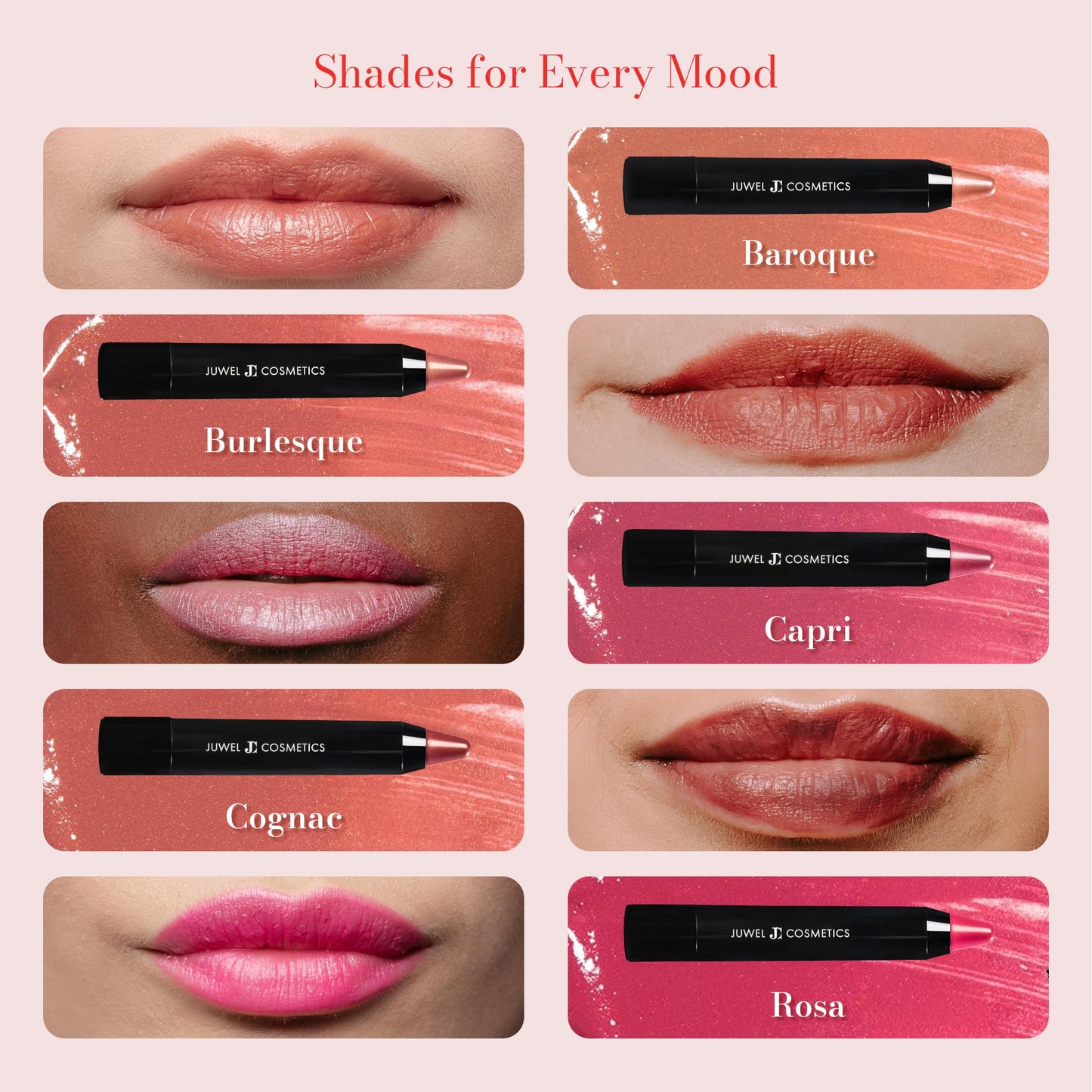 Juwel Cosmetics Retractable Lip Crayon, High Shine Long Lasting Lip Liner with Vitamins C & E, Shea & Cocoa Butter, Ultra Smooth Full Coverage Beauty & Personal Care Juwel Cosmetics