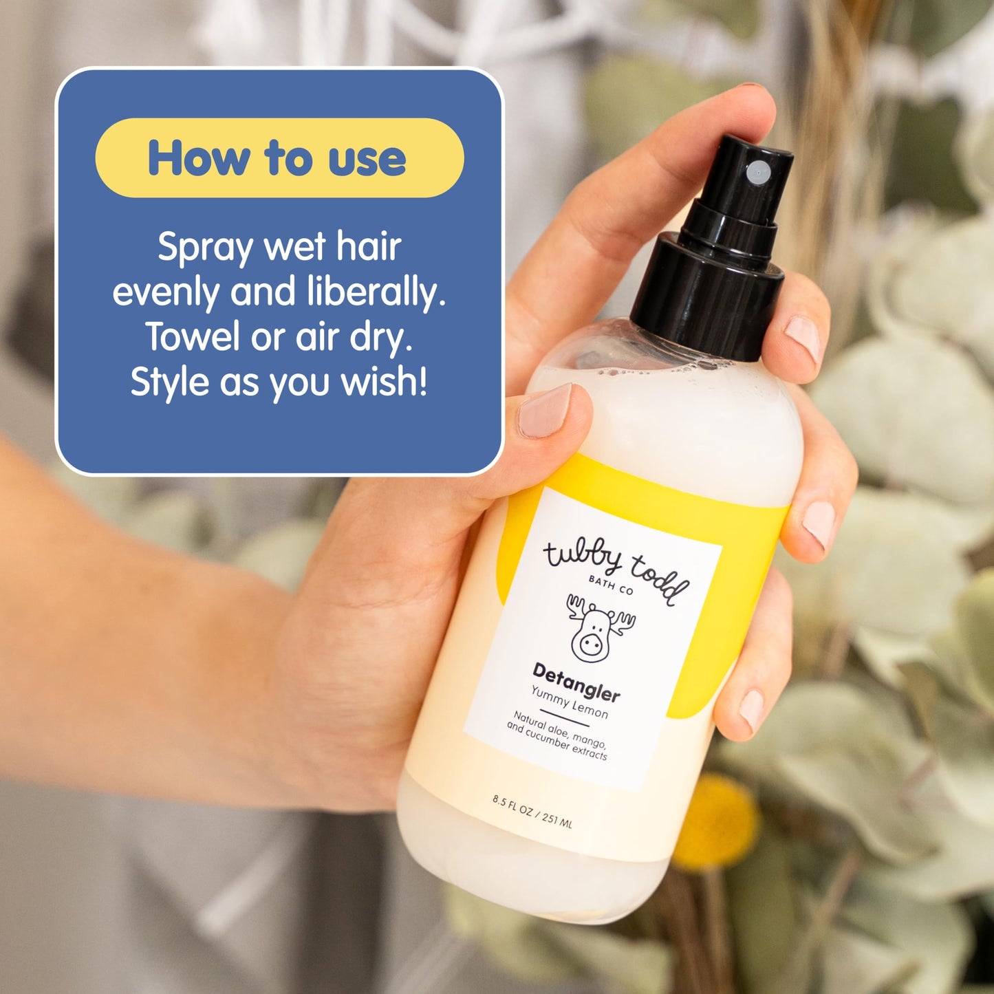 TUBBY TODD Hair Detangler Spray for Kids - Hair Detangling Spray with Baobab & Coconut Oil - Gentle & Moisturizing Kids Hair Detangler Spray - 8.5oz Beauty & Personal Care TUBBY TODD