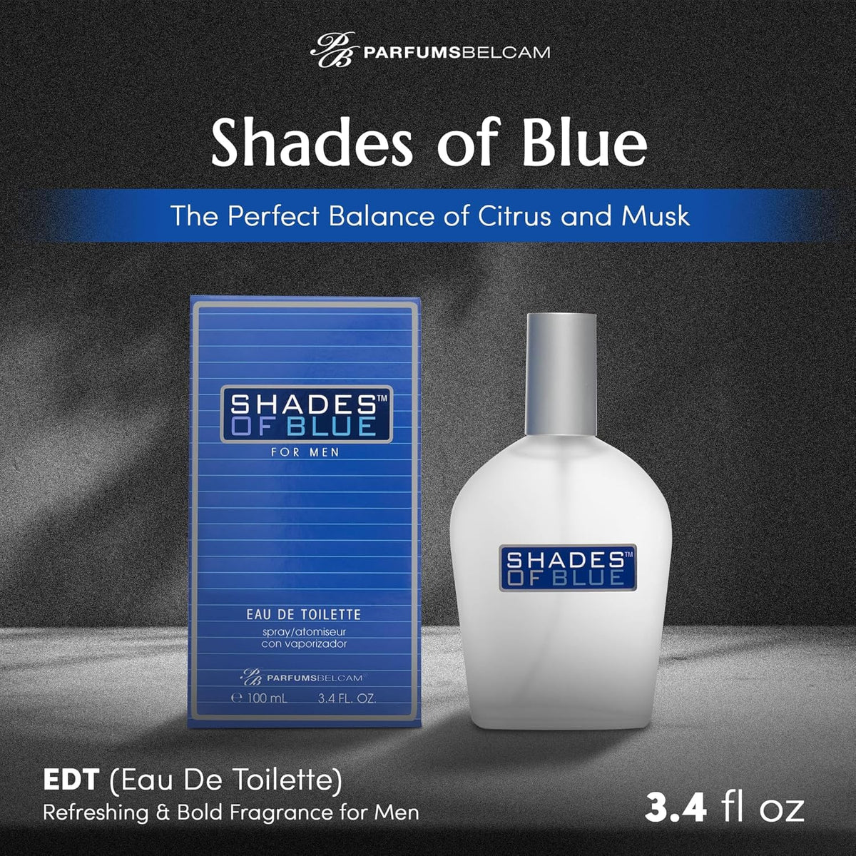 PB ParfumsBelcam Shades of Blue for Men, Our Version of Prestige Designer Eau de Toilette Spray, 100 mL. Beauty & Personal Care PB ParfumsBelcam