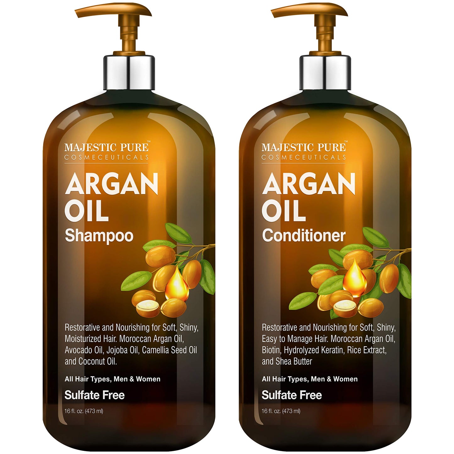 MAJESTIC PURE Argan Oil Shampoo and Conditioner Set | Nourishing & Promotes Soft and Silky Hair | Sulfate Free | For All Hair Types, Men and Women - 2 Beauty & Personal Care Majestic Pure