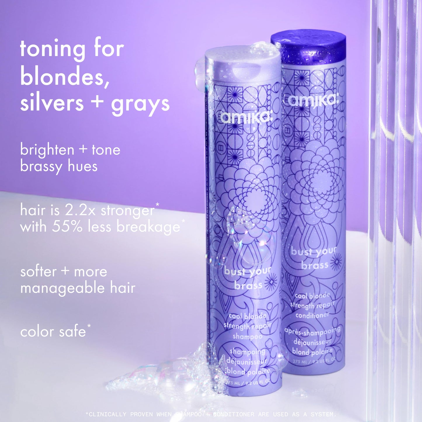 amika bust your brass cool blonde strength repair conditioner, 275ml Beauty & Personal Care Amika