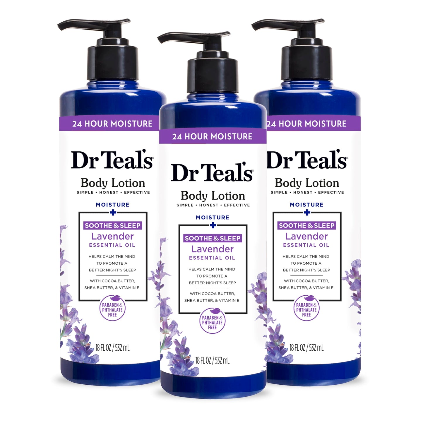 Dr Teal's 24 Hour Moisture+ Body Lotion, Lavender Essential Oil, 18 fl oz (Pack of 3) Beauty & Personal Care Dr Teal's