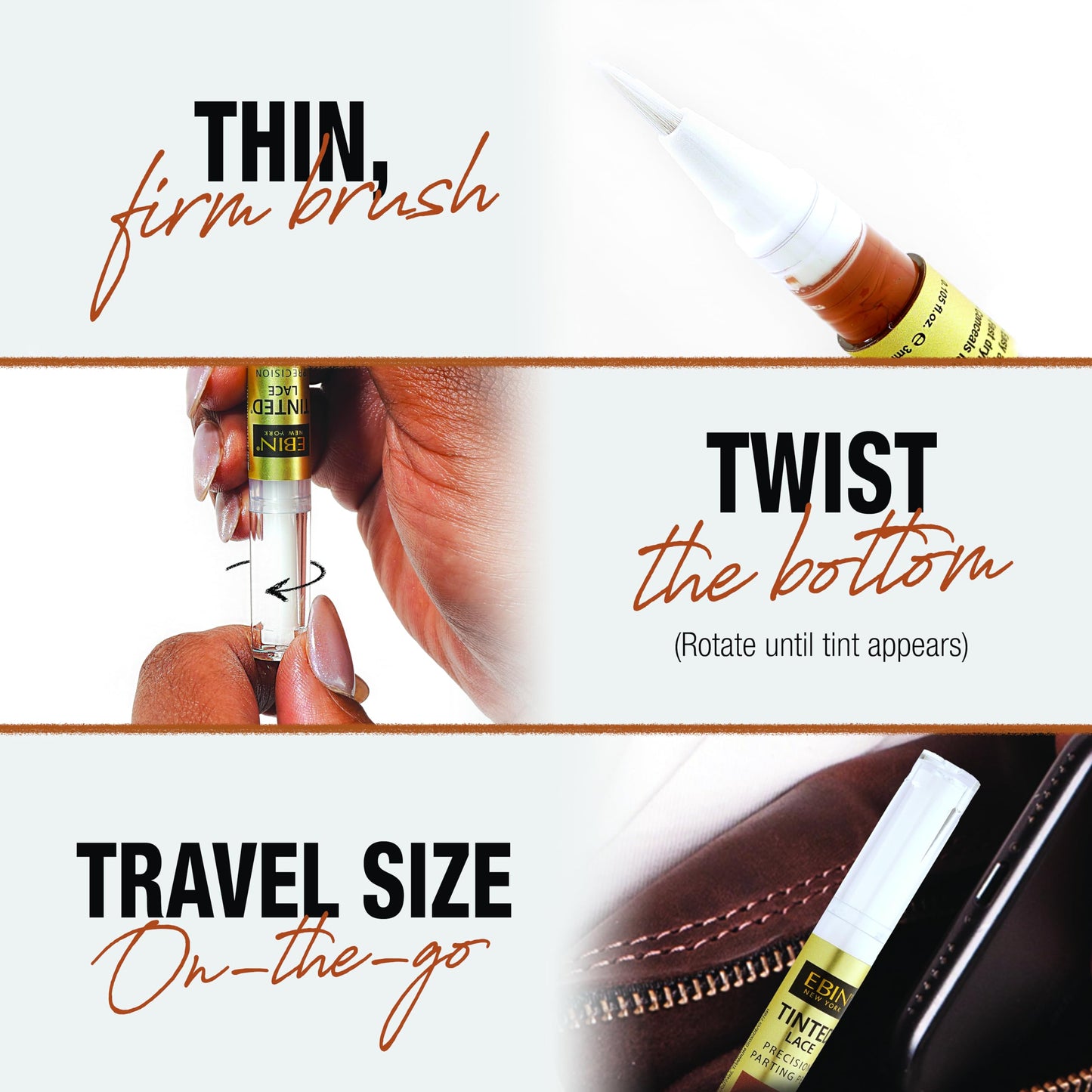 Tinted Lace Precison Parting Pen Light Warm Brown 0.105oz -Wig Lace Tint with Brush Applicatior, Easy to use, Long Lasting Formula, Blends Natural Beauty & Personal Care EBIN NEW YORK