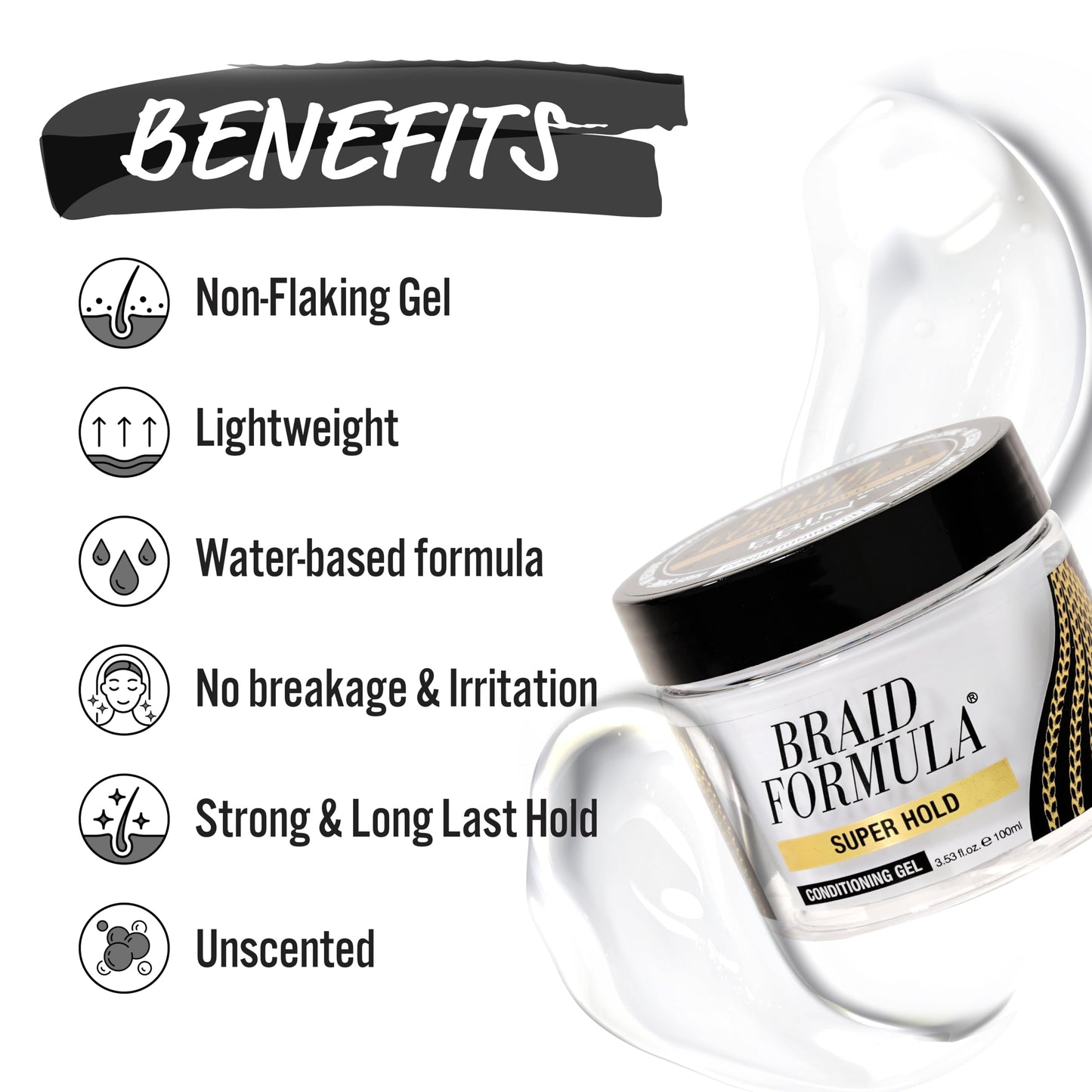 EBIN NEW YORK Braid Formula Conditioning Gel, Super Hold, 6.35 Oz | Great for Braiding, Twisting, Edges, No Residue, No Flaking, Strong Hold, High Beauty & Personal Care EBIN NEW YORK