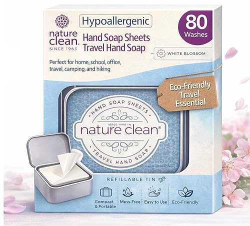 Nature Clean travel hand soap sheets for traveling - non-toxic, hypoallergenic, mini biodegradable paper soap sheets for travel, dissolvable portable Beauty & Personal Care Nature Clean