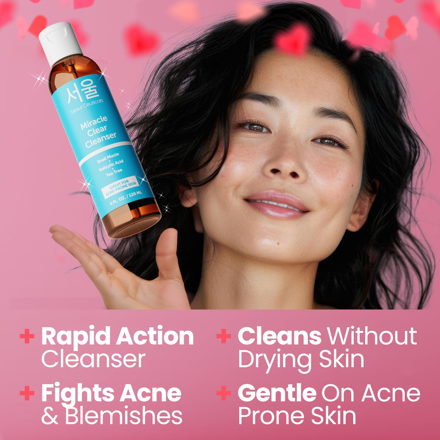 SeoulCeuticals Korean Acne Snail Cleanser Face Wash - Snail Mucin, Salicylic Acid & Tea Tree Acne Treatment for Sensitive Skin & K Beauty Glow 4oz Beauty & Personal Care SeoulCeuticals