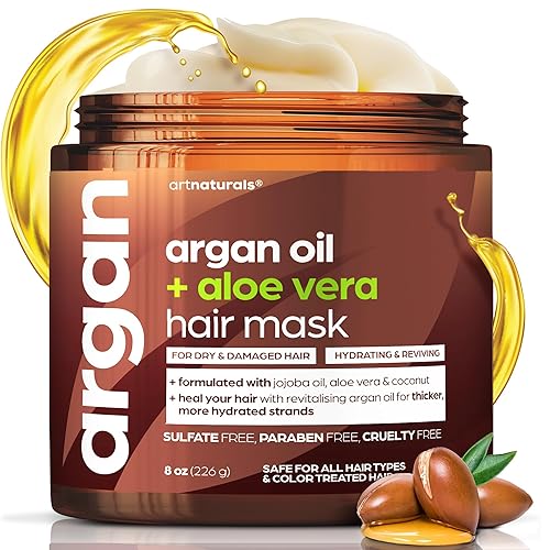Artnaturals Argan Hair Mask Conditioner - (8 Oz/226g) - Deep Conditioning Treatment - Organic Jojoba Oil, Aloe Vera & Keratin - Repair Dry, Damaged Beauty & Personal Care Artnaturals