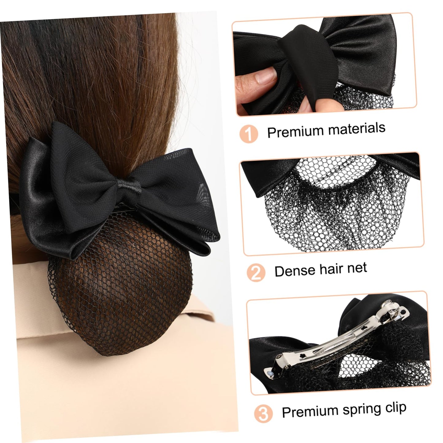 Beaupretty 2 Pieces Hair Snood Net Barrette Mesh Clip Elastic Butterfly Bun Bow Headdress for Lady Women Dance Office (Black) Beauty & Personal Care Beaupretty