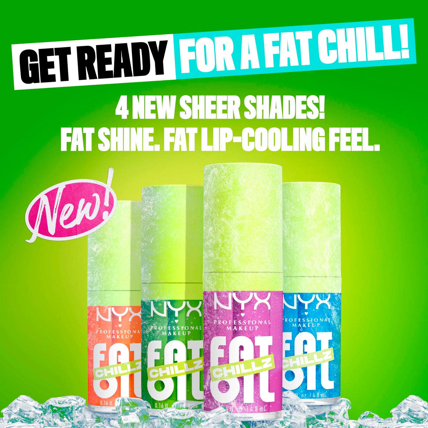 NYX PROFESSIONAL MAKEUP Fat Oil Chillz, Moisturizing, Shiny and Vegan Tinted Lip Gloss - Kiwi Freeze (Sheer Green) Beauty & Personal Care NYX PROFESSIONAL MAKEUP