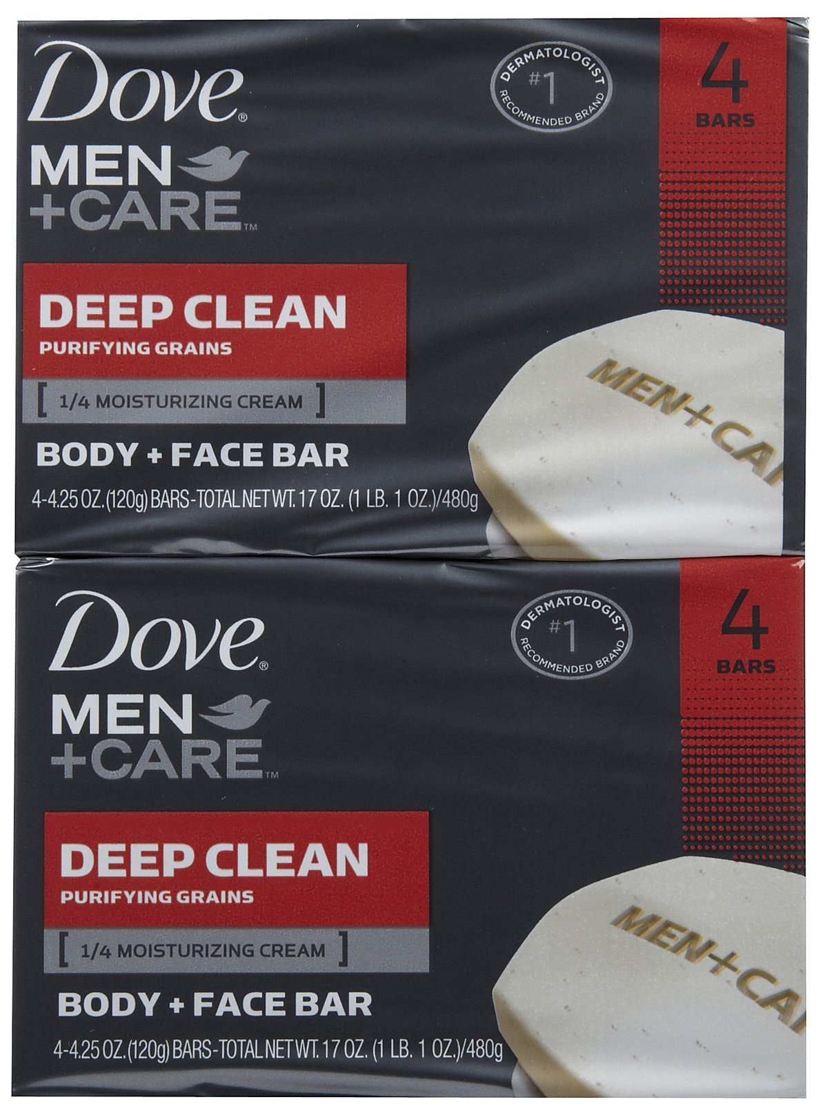 Dove Men +Care Body and Face Bar - Deep Clean - 4.25 oz - 4 ct - 2 pk Beauty & Personal Care Dove