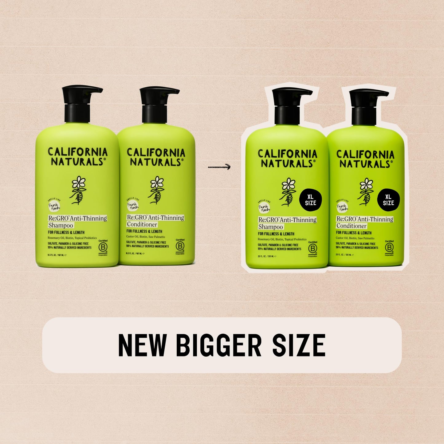 California Naturals Re:GRO Anti-Thinning Shampoo & Conditioner Set, Biotin, Caffeine & Rosemary Oil, Hair Loss & Thinning Support for Women and Men Beauty & Personal Care California Naturals