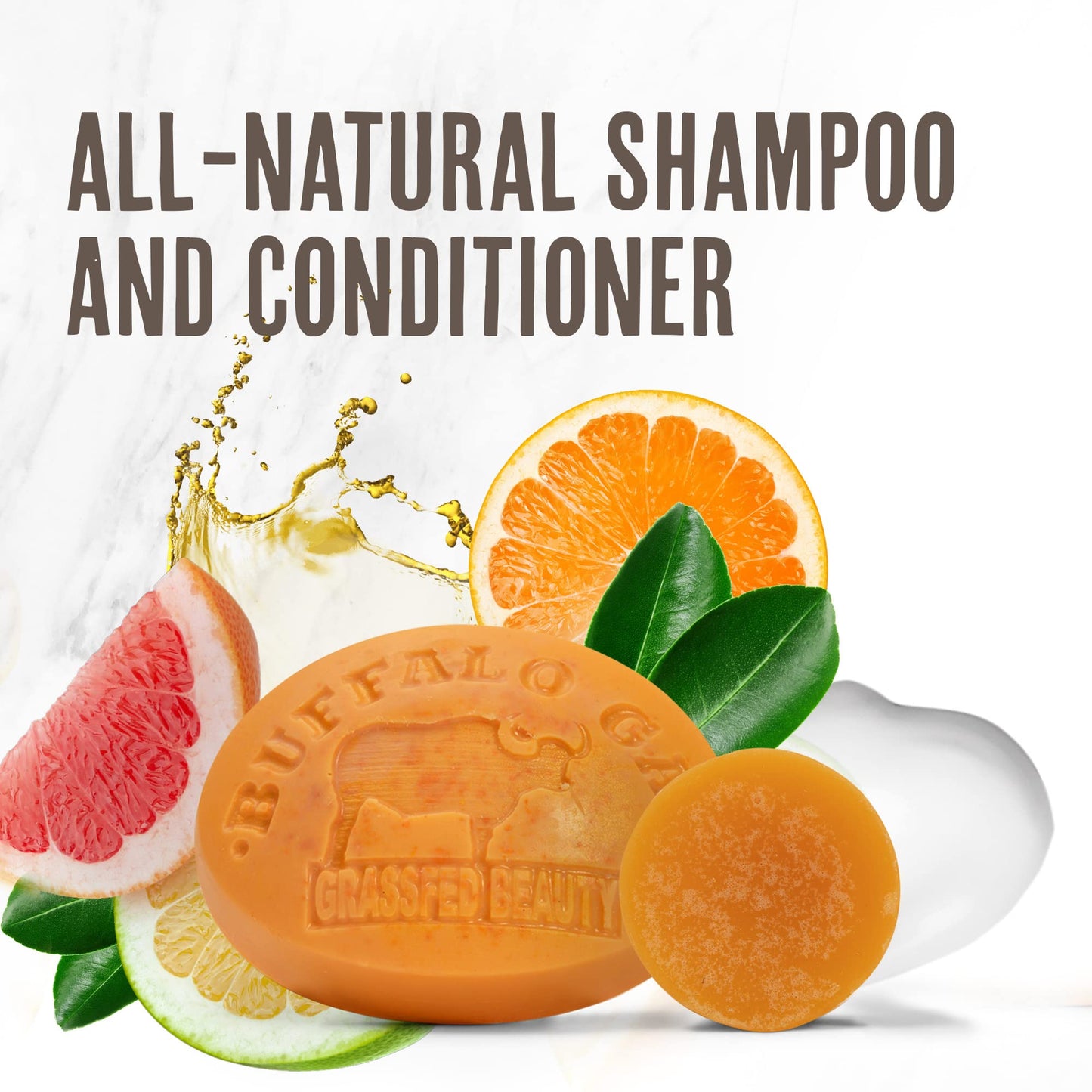 MSM Shampoo Bar + Hyaluronic Hair Conditioner Bar, Solid Bar Shampoo and Conditioner for Hair Growth, Non-Soap, For All Hair Types, Citrus, Set of 2 Beauty & Personal Care BUFFALO GAL