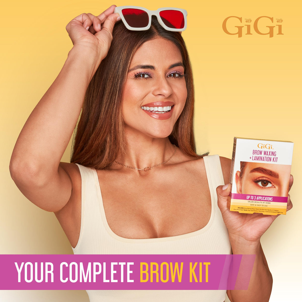 Gigi Eyebrow Waxing & Brow Lamination Kit, DIY At-Home Brow Shaping & Lifting, Hair Removal Strips & Brows Perm Lift Kit for Defined Fuller Eyebrows