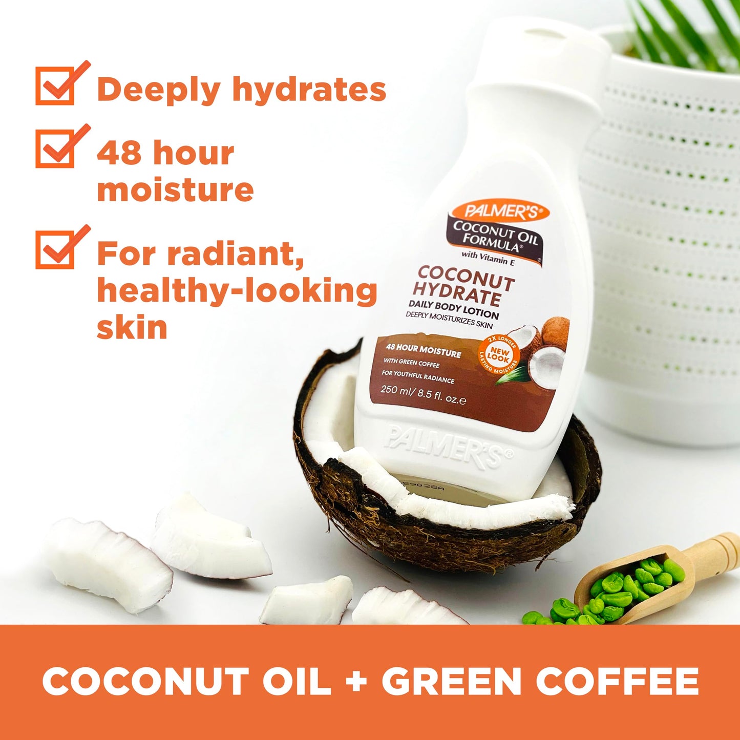 Palmer's Coconut Oil Formula Body Lotion for Dry Skin, Hand & Body Moisturizer with Green Coffee Extract & Vitamin E, Flip Cap Bottle, 8.5 Fl Oz (Pack Beauty & Personal Care Palmer's