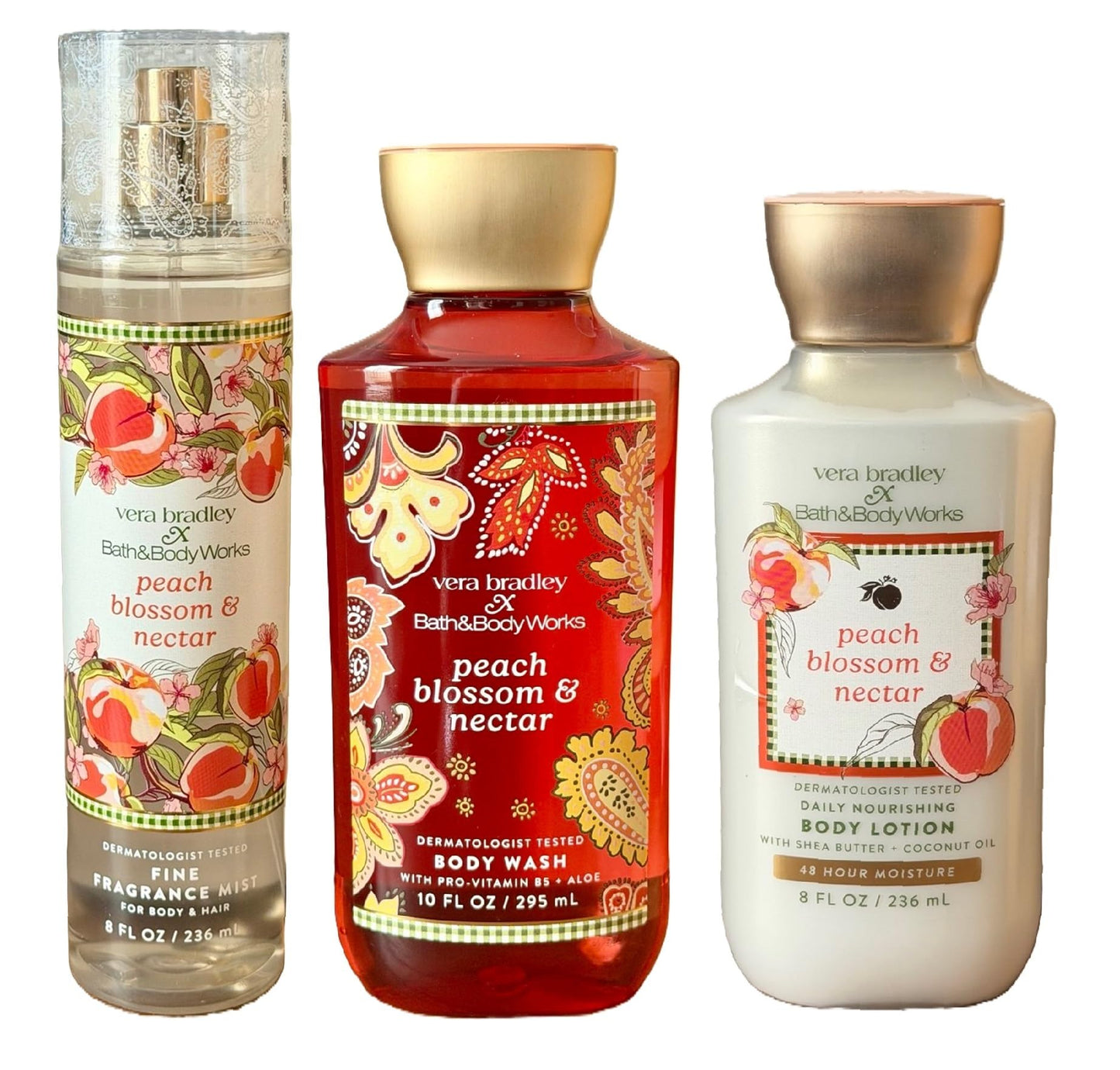 Bath and Body Works Peach Blossom and Nectar 3 Piece Body Care Set - Mist, Shower Gel, and Body Lotion - Full Size Beauty and Personal Care Bath & Body Works