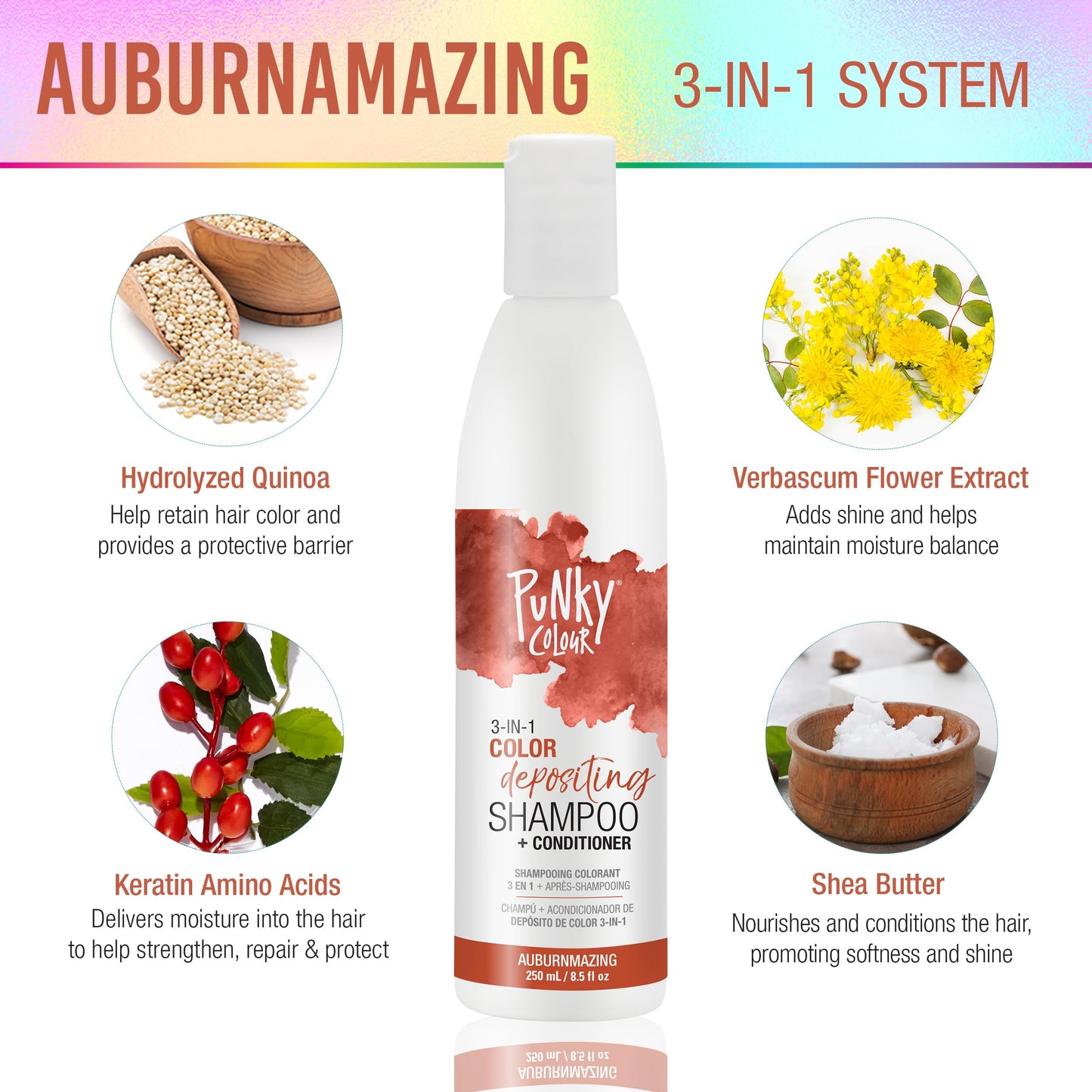 Punky Colour 3-in-1 Color Depositing Conditioner & Hair Cleanser - Auburnmazing, Semi Permanent Hair Color, Temporary Hair-Dye, Sulfate-Free, Vegan Beauty & Personal Care Punky