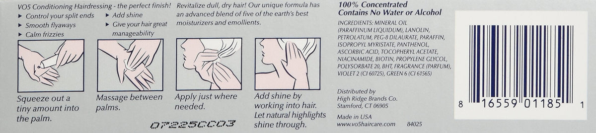 Vo5 Conditioning Hairdress Gray/White/Silver 1.5 Ounce Tube (44ml) (6 Pack) Beauty & Personal Care VO5
