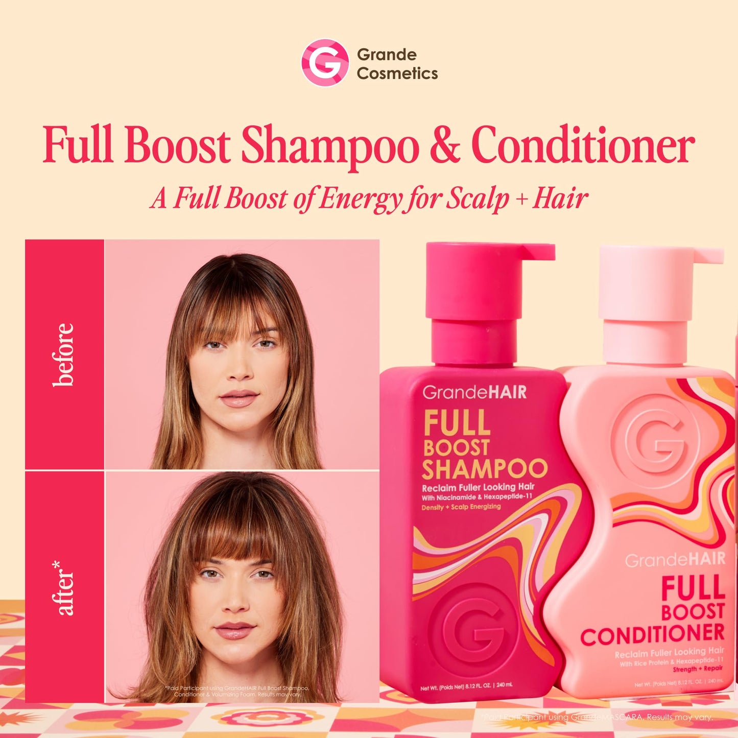 Grande Cosmetics GrandeHAIR Full Cleanse Travel Kit - Travel Size Shampoo & Conditioner - for Healthier, Fuller-Looking Hair Beauty & Personal Care Grande Cosmetics