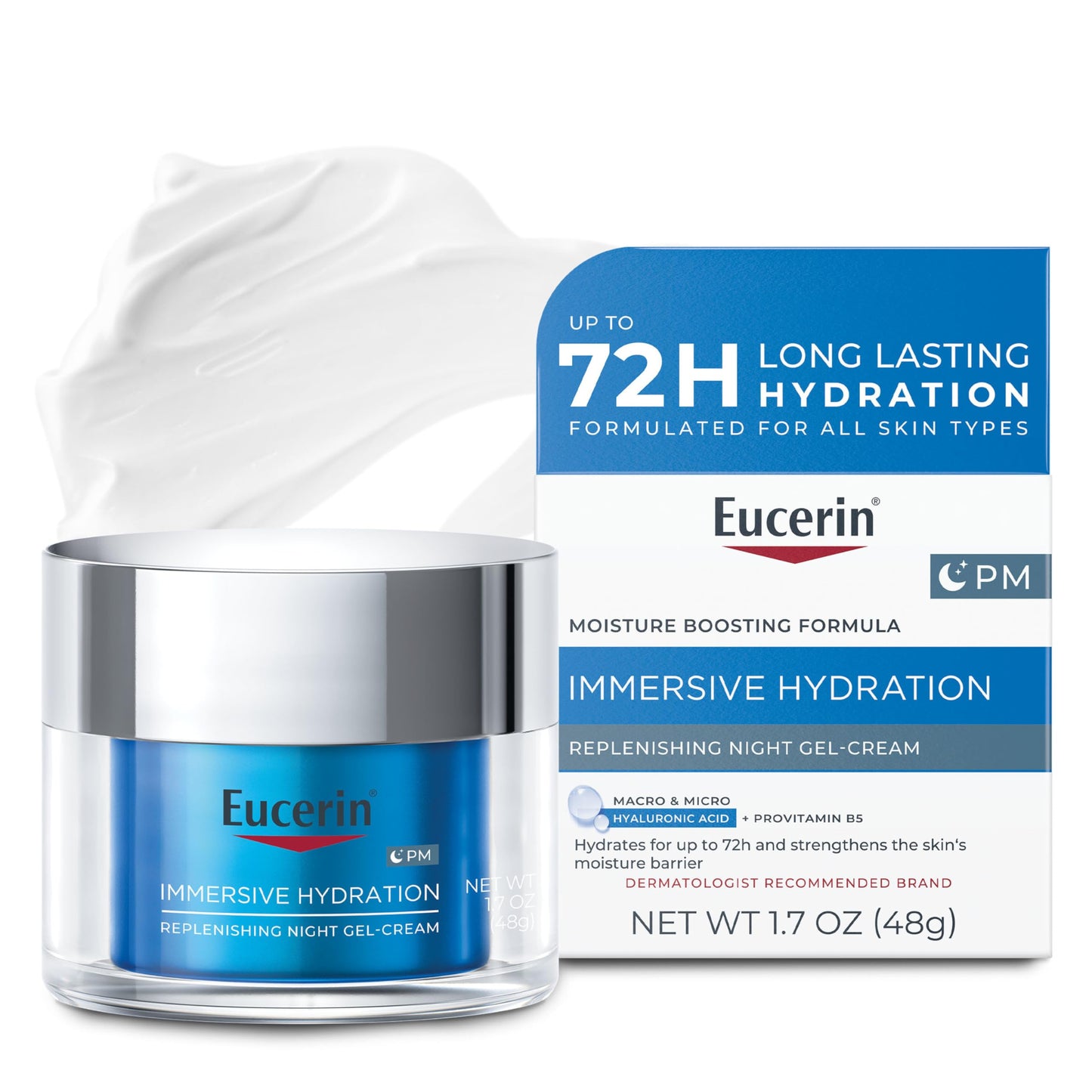 Eucerin Immersive Hydration Replenishing Night Gel Face Cream with Hyaluronic Acid and Provitamin B5, Ultra-Lightweight Face Moisturizer Reduces Look Beauty & Personal Care Eucerin