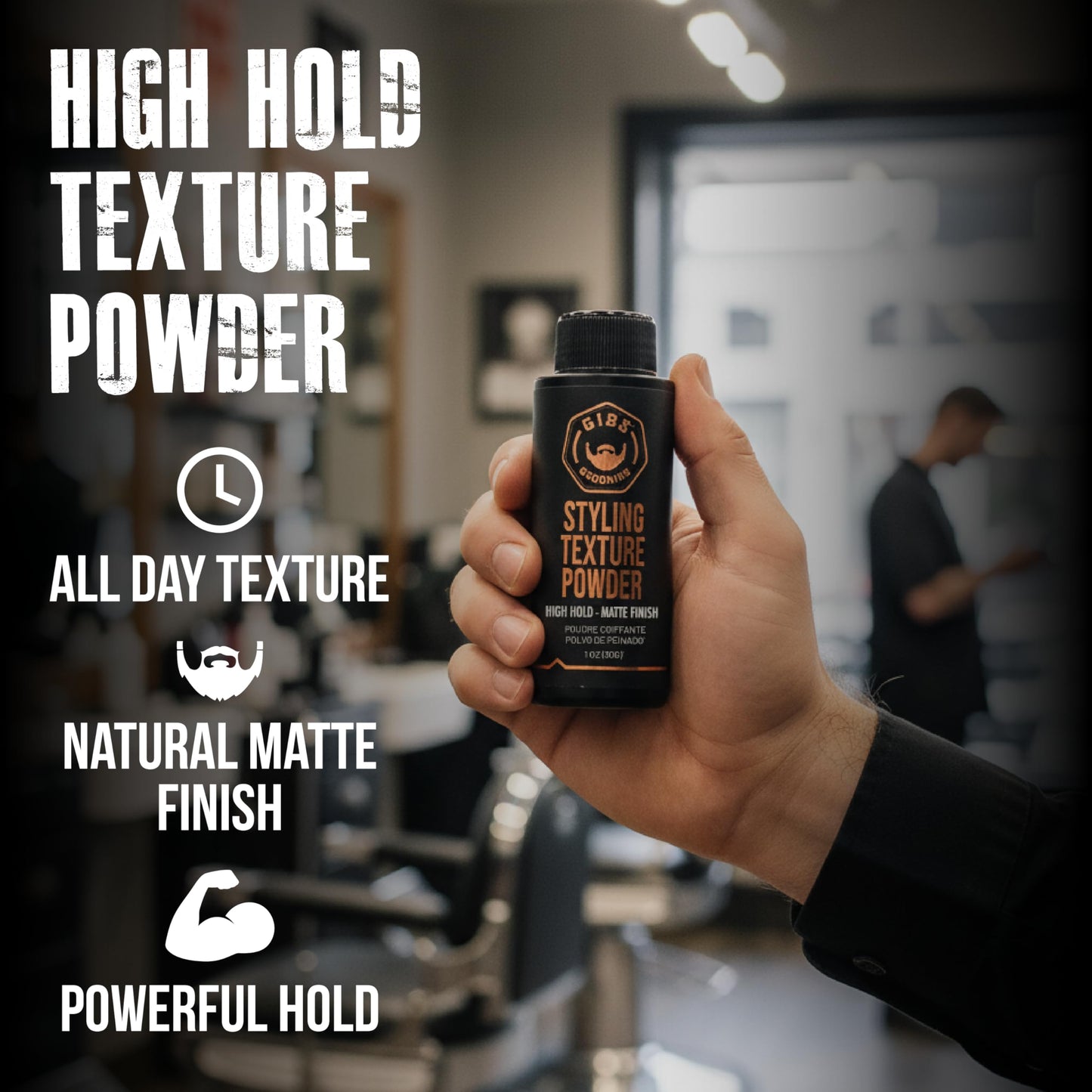 GIBS Grooming - Styling Texture Powder for Men and Women - High Hold - Matte Finish - All Hair Types - Texture, Volume, Grip - Silica - Sandalwood Beauty & Personal Care GIBS