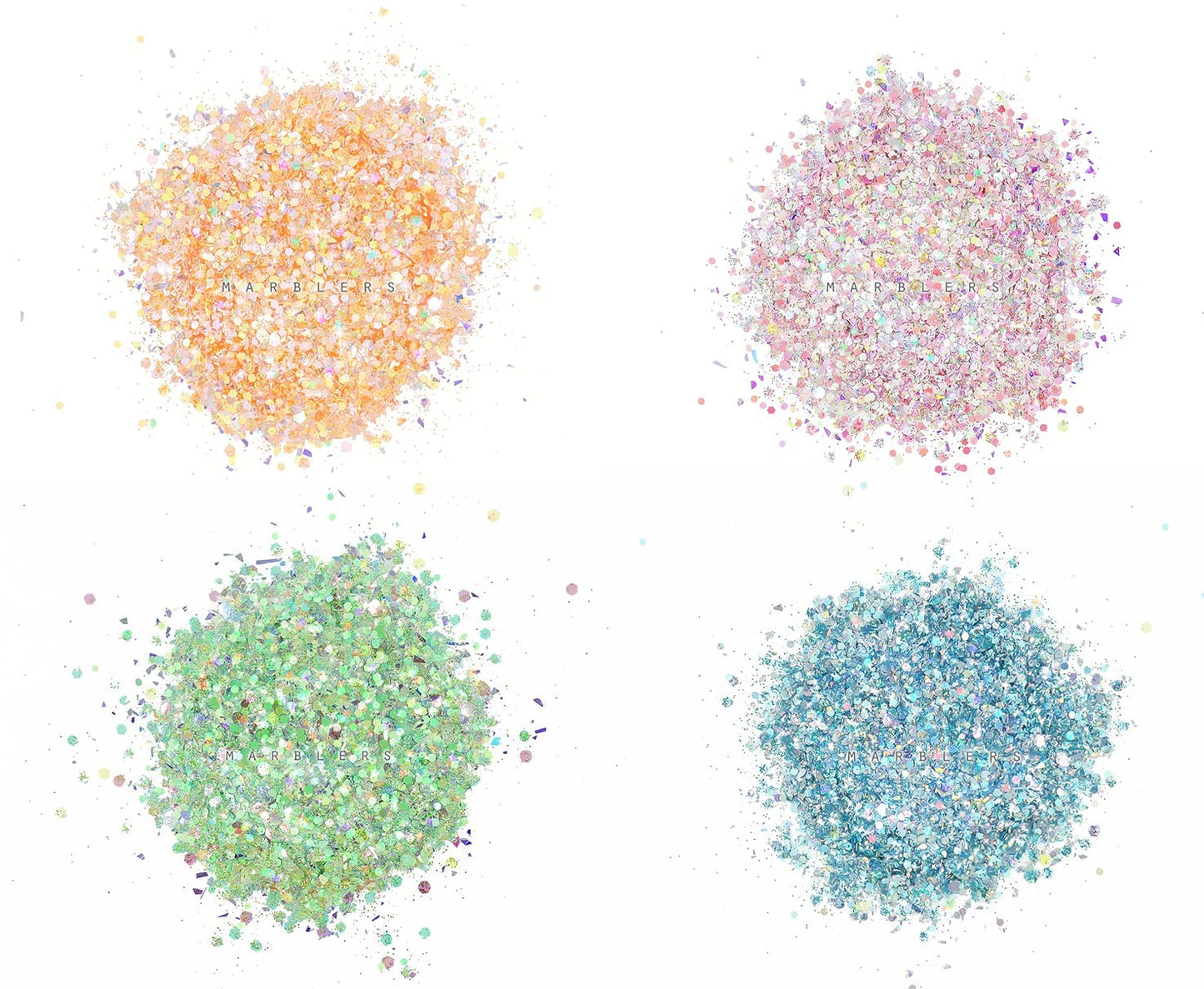 MARBLERS Holographic Glitter [Mixed 8 Color Set] 4oz (112g) | Chunky | Non-Toxic, Vegan, Cruelty-Free | Face, Body, Eyeshadow, Hair, Party Makeup | Beauty & Personal Care MARBLERS