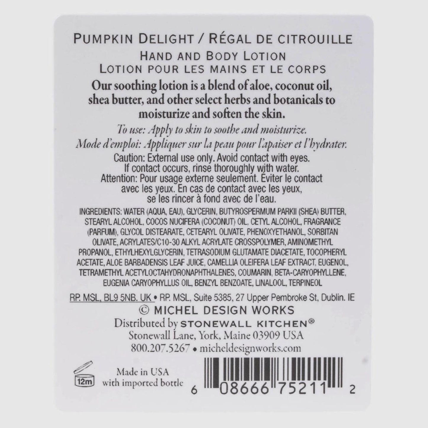 Pumpkin Delight Body Lotion Beauty & Personal Care Stonewall Kitchen
