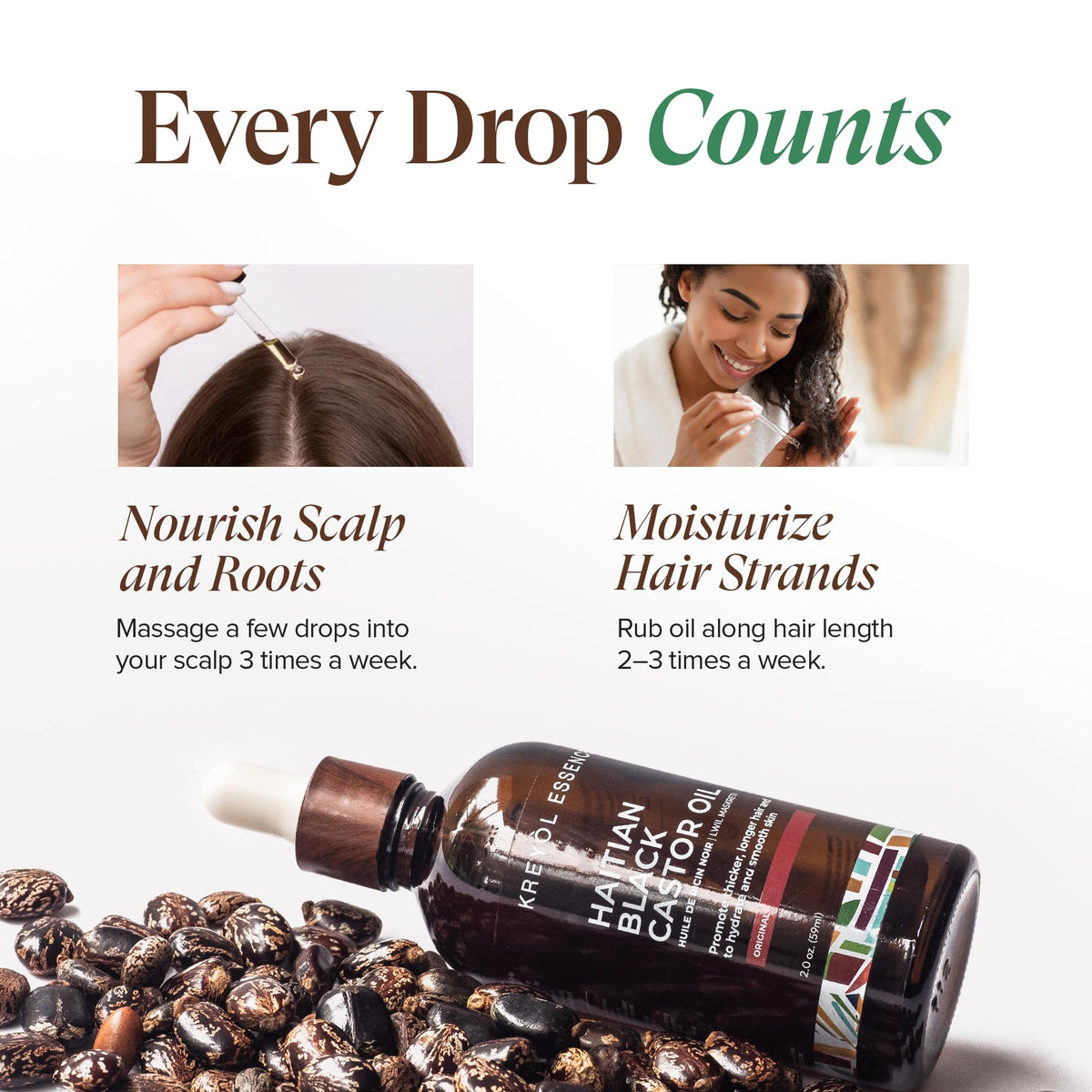 Kreyol Essence Haitian Black Castor Oil Organic Cold Pressed Hexane-Free for Hair Growth, Skin & Scalp, 100% Pure Unrefined Single-Ingredient,