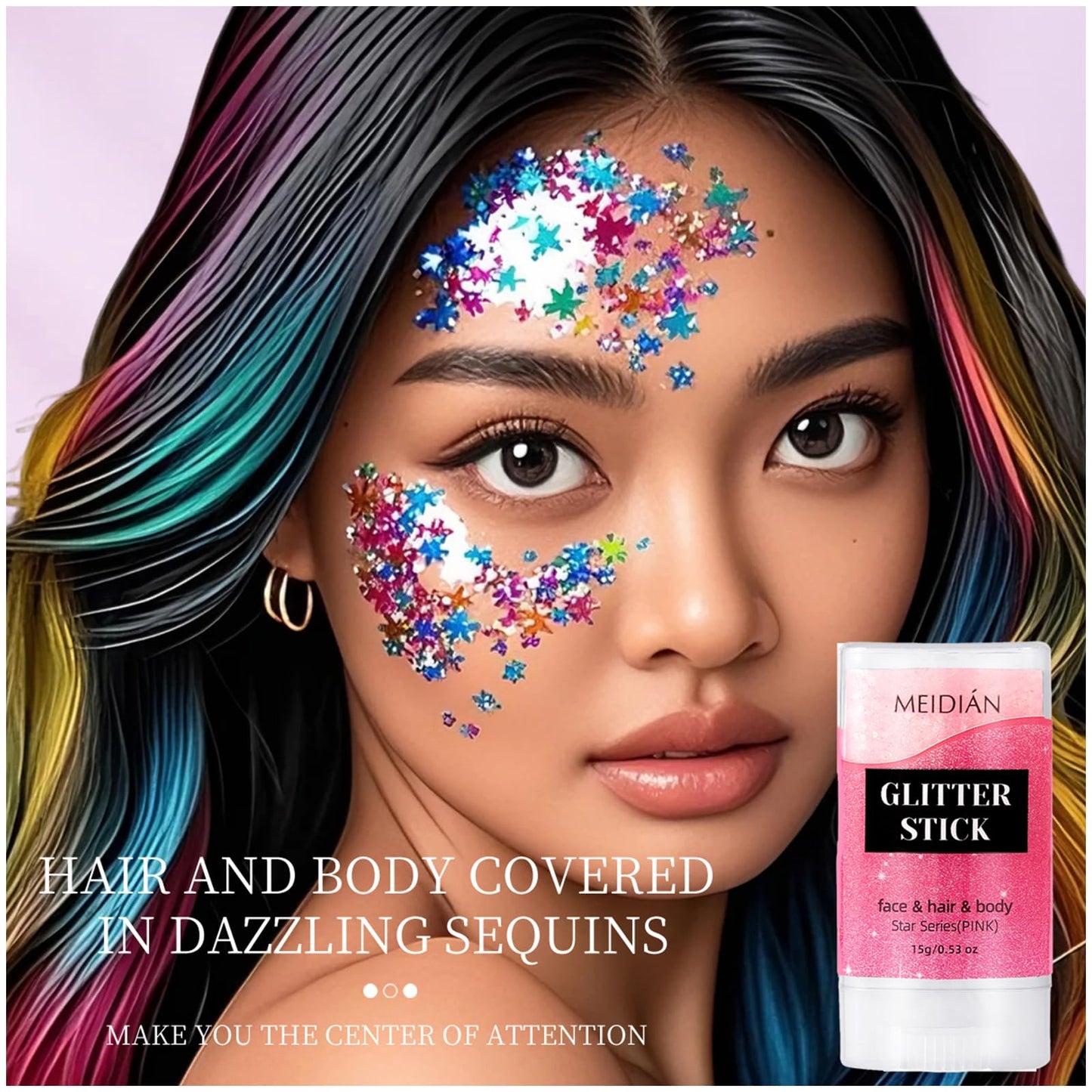 Body Glitter Stick Pink Glitter Face Paint Face Hair Body Makeup Festival Accessories Glitter Beauty & Personal Care ADMD