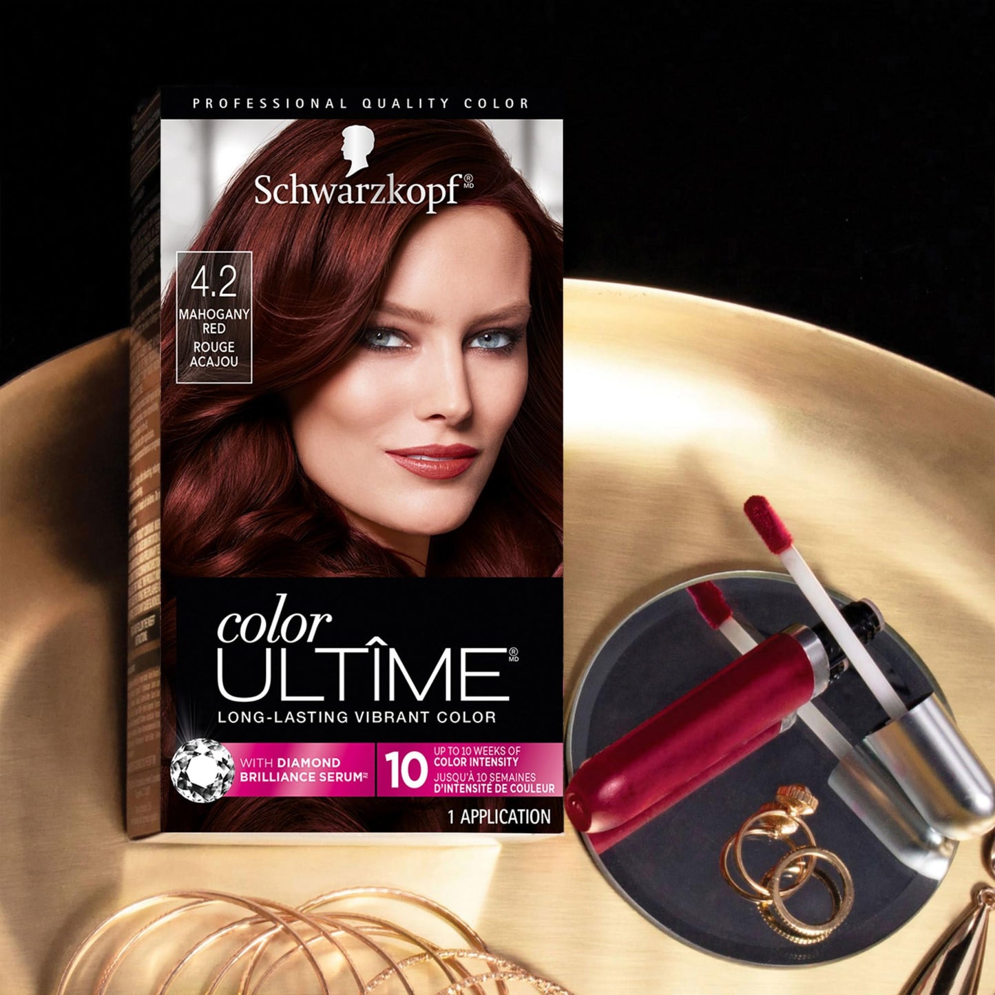 Schwarzkopf Color Ultime 4.2 Mahogany Red Hair Dye, Permanent Intense Red with Diamond Brilliance, Fade-Resistant, Covers Grays, All Hair Textures Beauty & Personal Care Schwarzkopf