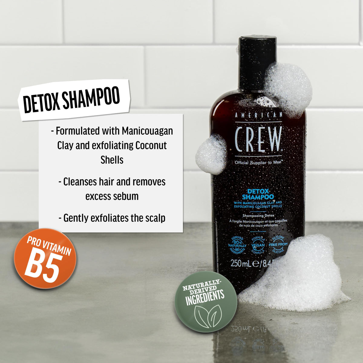 American Crew Detox Shampoo for Men, Naturally Derived, Vegan Formula, Citrus Mint Fragrance, 33.8 Fl Oz Beauty & Personal Care AMERICAN CREW